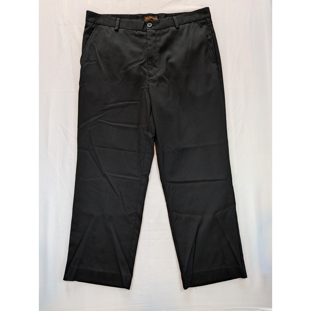 Ben Sherman Mens Black Flat Front Dress Pants Trousers 36 Reg Dark Academia